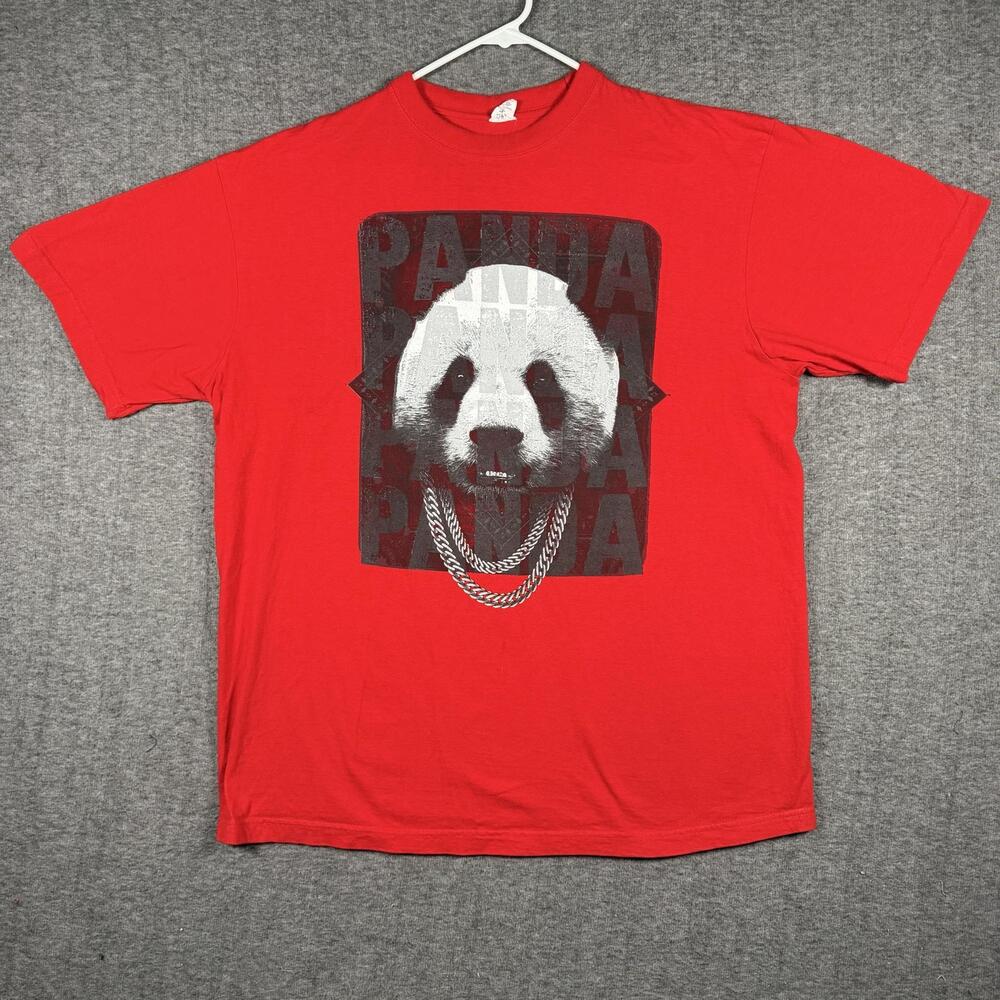 Flying Horse Shirt Mens 3XL Red Panda Chains Graphic Tee Hip Hop Streetwear Y2K